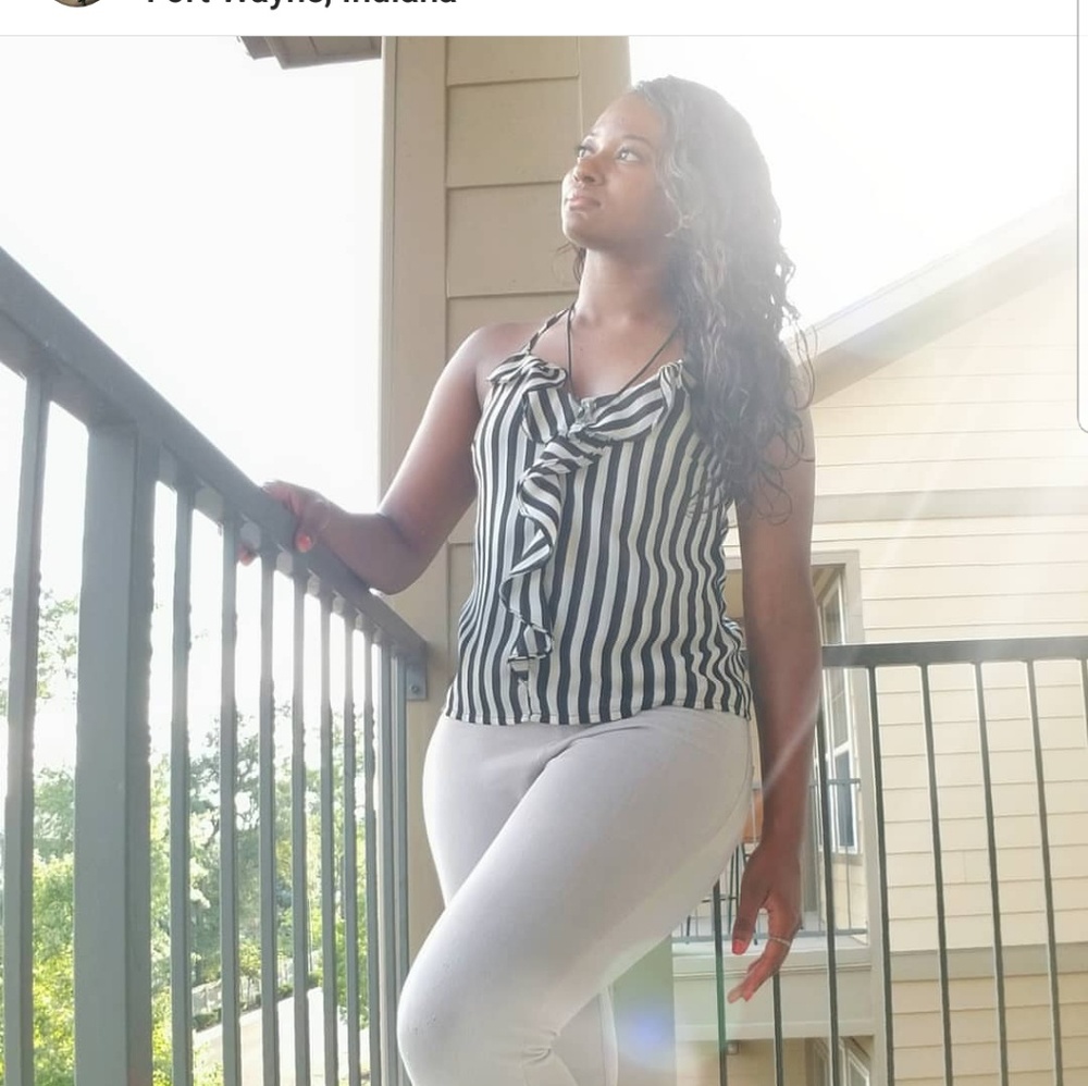 Black n off white striped tank
